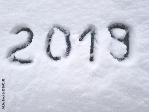 digits 2019 on the snow,happy new year 2019 concept © zakob