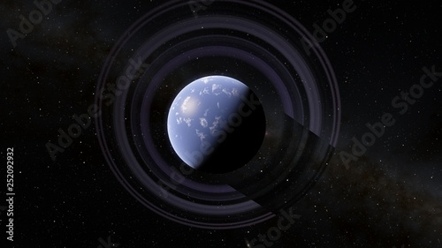 Fototapeta Naklejka Na Ścianę i Meble -  Exoplanet with rings Second Earth 3D illustration (Elements of this image furnished by NASA)