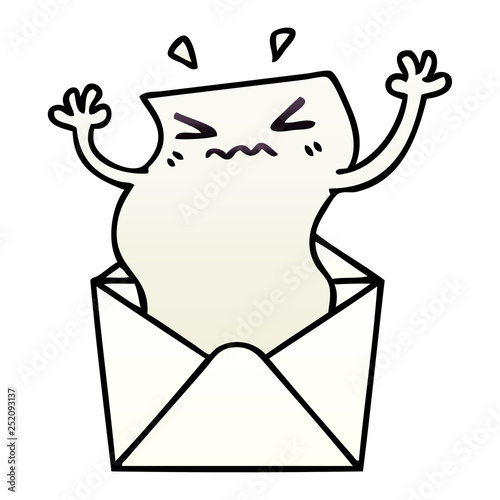 quirky gradient shaded cartoon letter and envelope