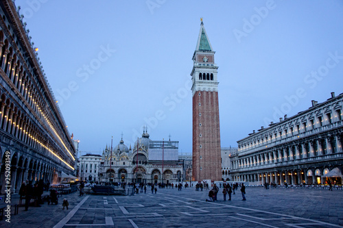 The Basilica di San Marco, St. Mark's Square, Piazza San Marco, Veneto, Venice, Italy.