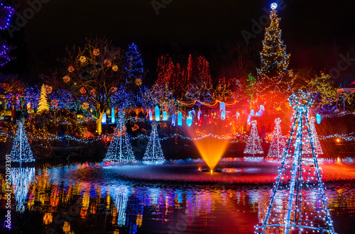 Photography Christmas Lights Reflection Van Dusen Garden Vancouver British Columbia Canada