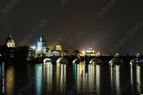 Charles Bridge at night, Prague - Czech Republic