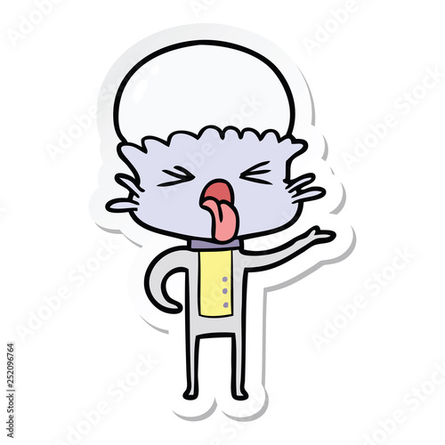 sticker of a disgusted cartoon alien