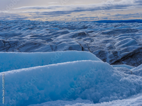 Walls of ice in arctic landscape