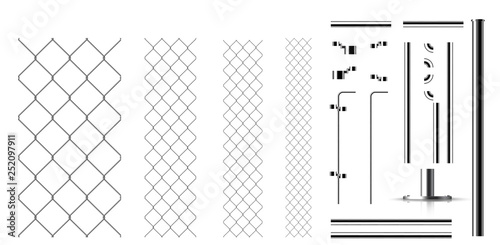 Realistic metal links and parts of the fence