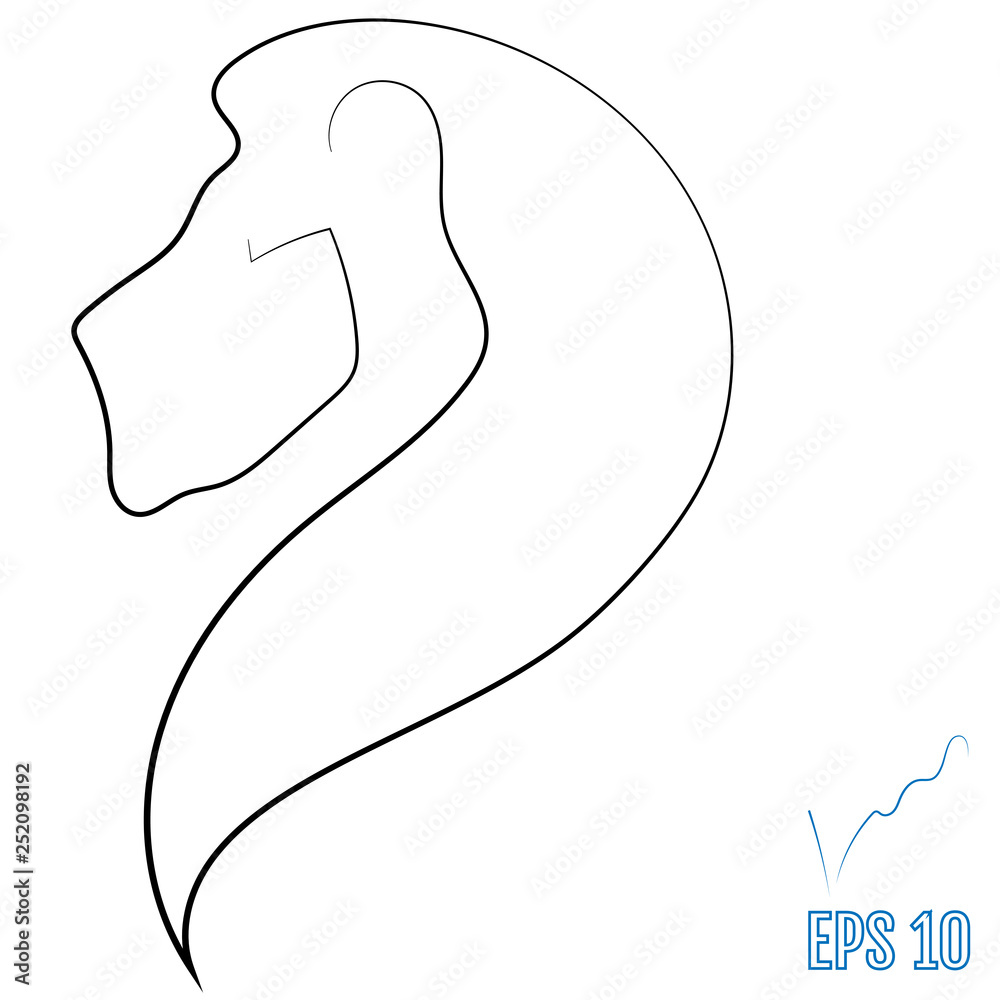 Obraz premium Lion head. One line style. Vector illustration
