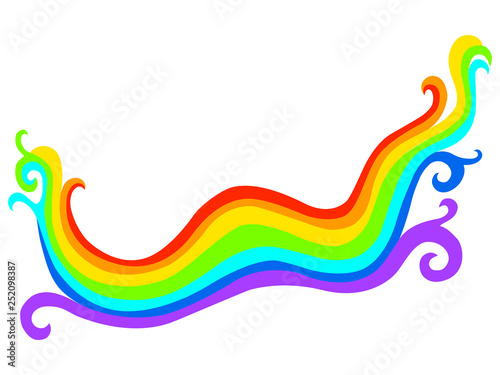 Rainbow colorful doodle flat icon isolated on white background. Vector cartoon bright colors decorative element.