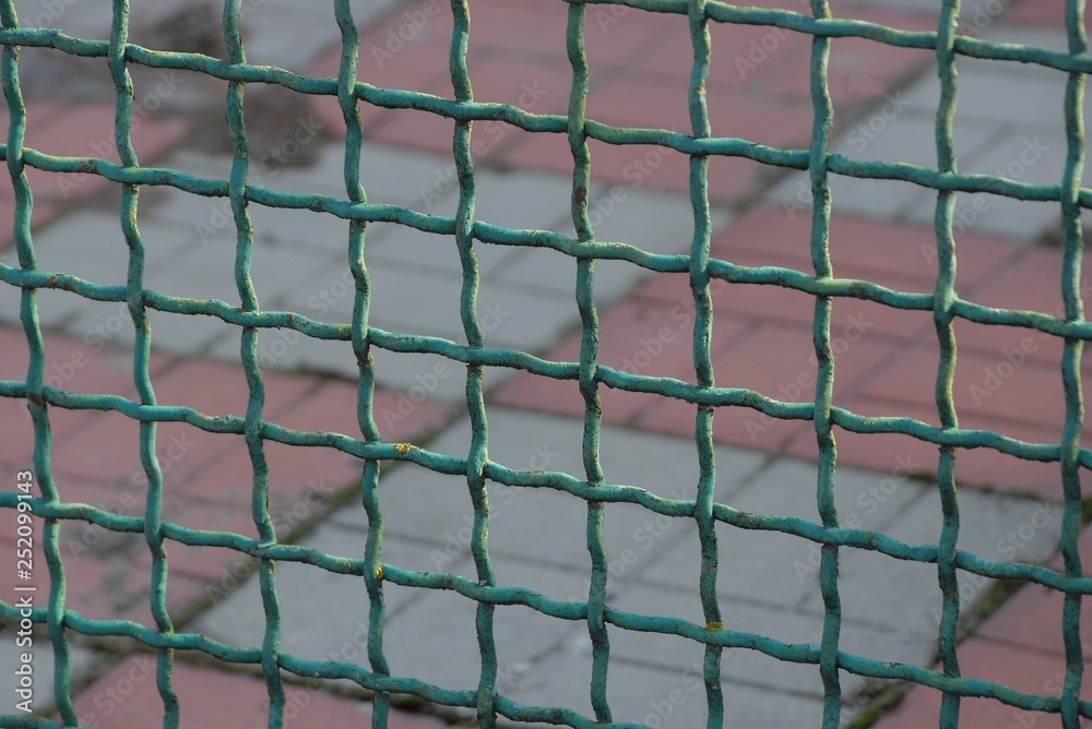 Fototapeta premium green metal texture from an old mesh fence