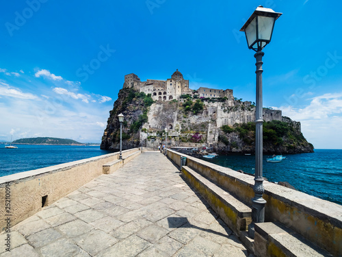 Italy, Campania, Naples, Gulf of Naples, Ischia Island, Aragonese Castle on rock island