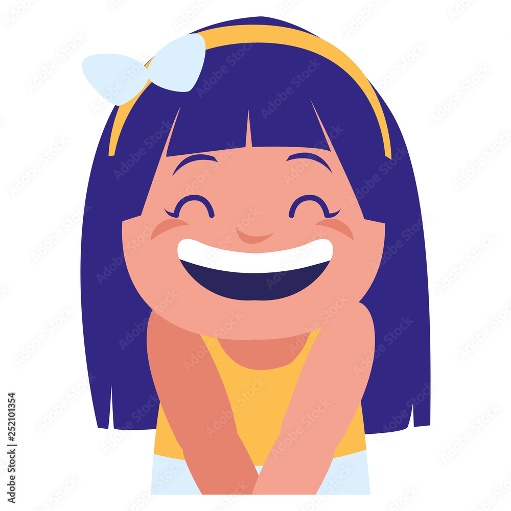 happy little girl character