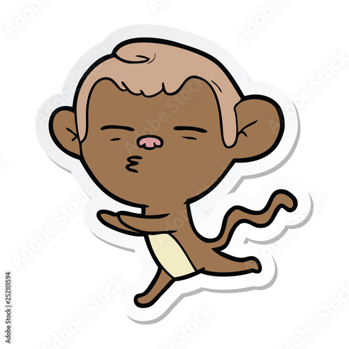 sticker of a cartoon suspicious monkey