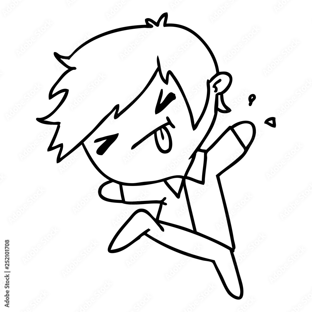 line drawing of a kawaii cute boy line drawing of a kawaii cute boy