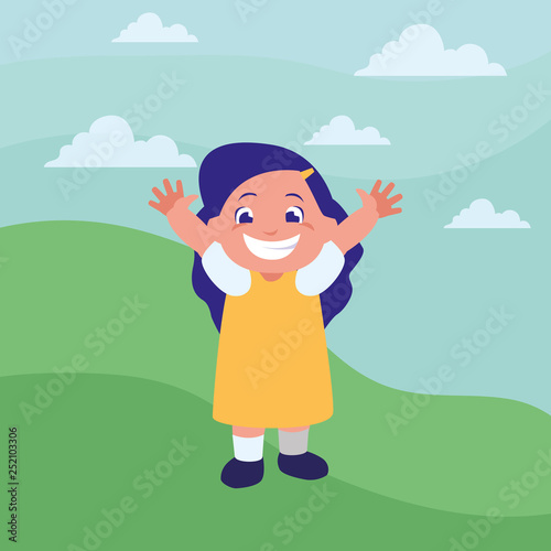 happy little girl in the camp