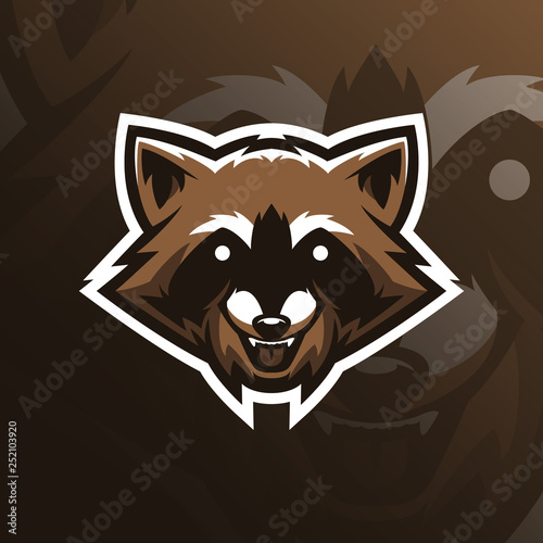 raccoon vector mascot logo design with modern illustration concept style for badge, emblem and tshirt printing. head raccoon illustration for sport and esport team.