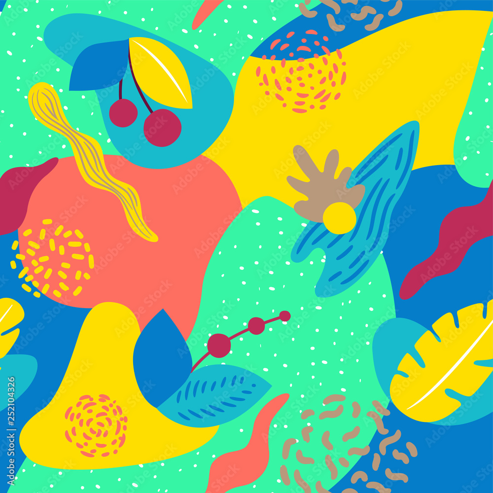 Liquid geometric background with a tropical motif.