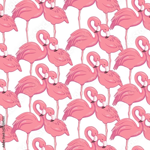 Vector seamless pattern with flamingos