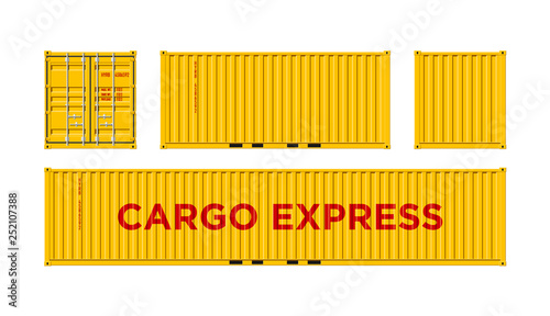 Yellow Shipping Cargo Container for Logistics and Transportation Isolated On White Background Vector Illustration Easy To Change