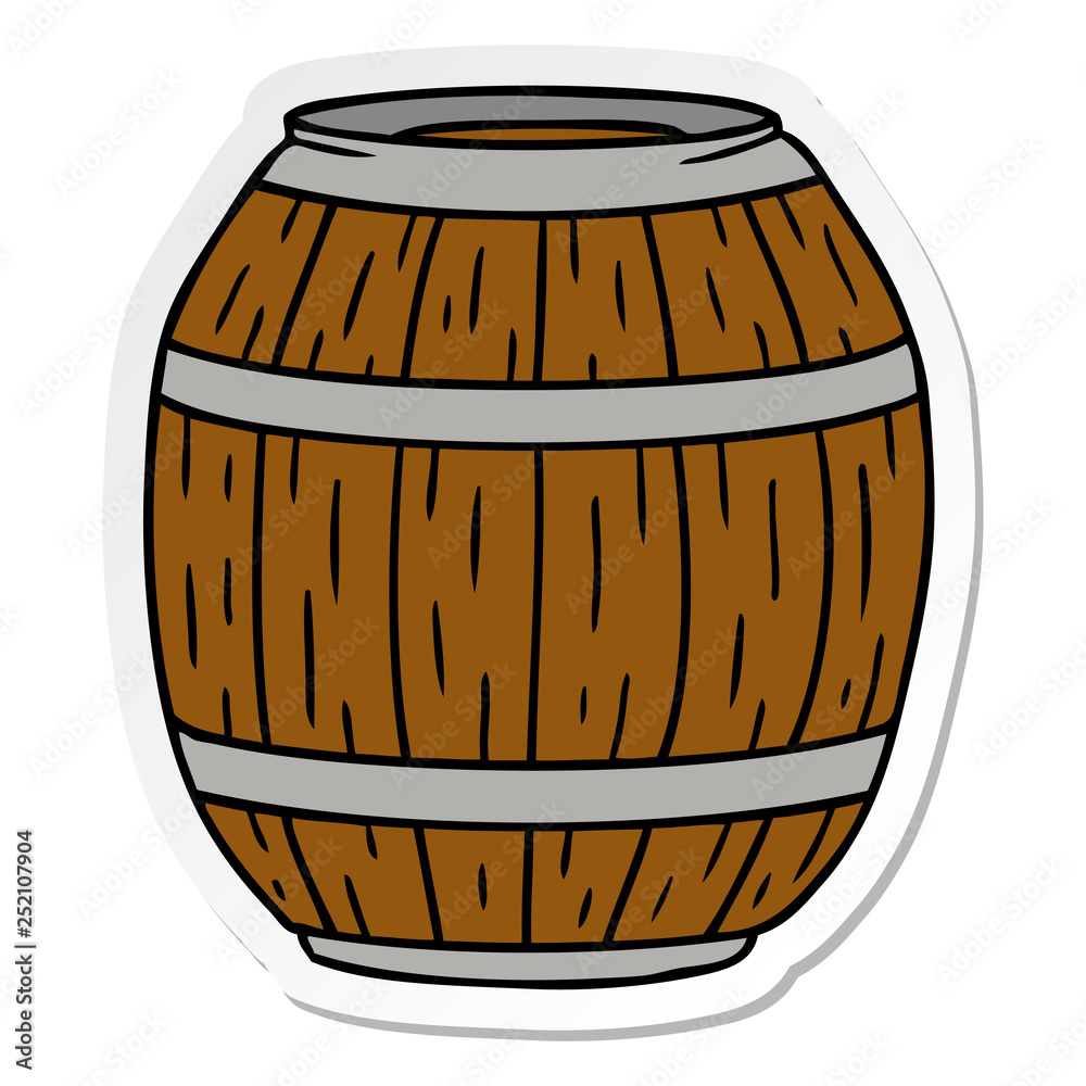 sticker cartoon doodle of a wooden barrel sticker cartoon doodle of a wooden barrel