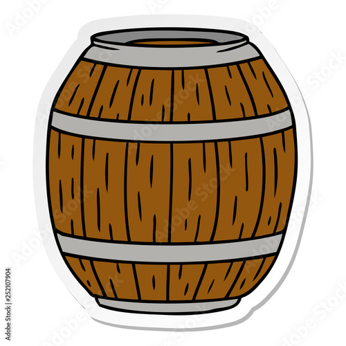 sticker cartoon doodle of a wooden barrel