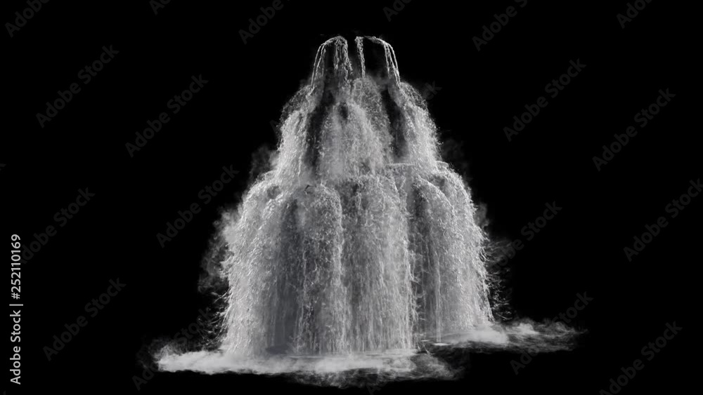 waterfall texture seamless loop, 4k, isolated on black, foam and mist, perfectly looped