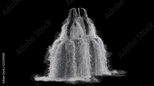 waterfall texture seamless loop, 4k, isolated on black, foam and mist, perfectly looped