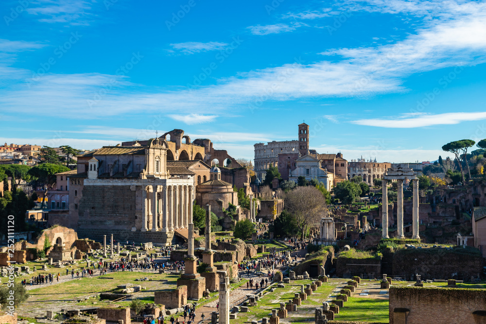 Forum of Caesar in Rome, Italy. Architecture and landmark of Rome. Antique Rome