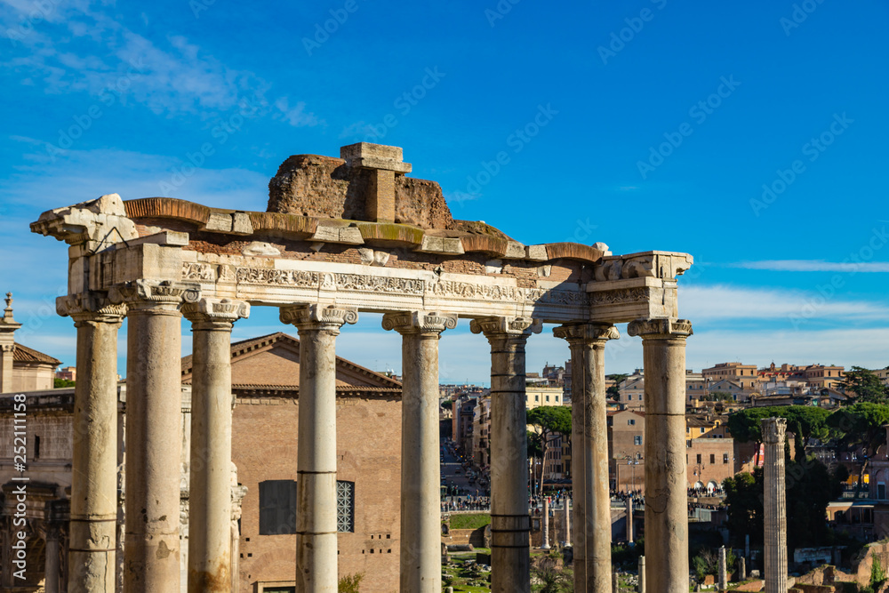 Forum of Caesar in Rome, Italy. Architecture and landmark of Rome. Antique Rome