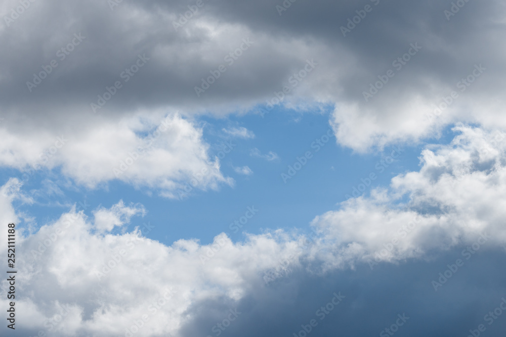 Blue sky with white clouds.