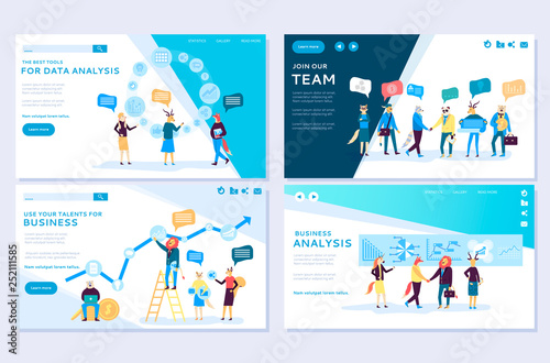 Set of web page for distance education, e-learning, online courses, tutorials. Web page vector illustration design templates. Edit and customize modern concepts. Website and mobile website development