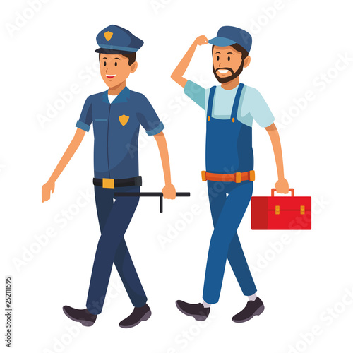 policeman and worker
