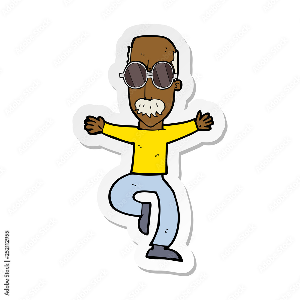 sticker of a cartoon old man wearing big glasses sticker of a cartoon old man wearing big glasses