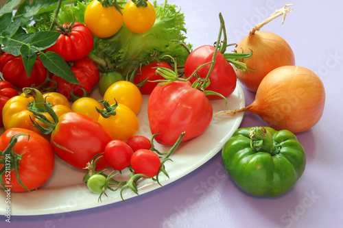 fresh vegetables on a plate. the concept of healthy eating