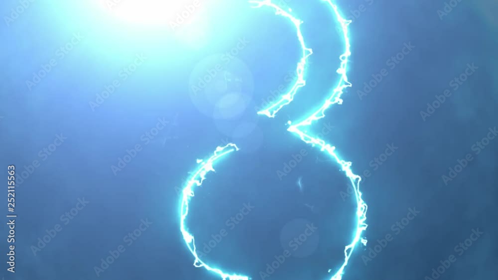 Electric and Futuristic 3D counter counting down from ten to zero. Big Numbers with fog and cloud animated for intros and flash explosive event openings. Seamless Loop