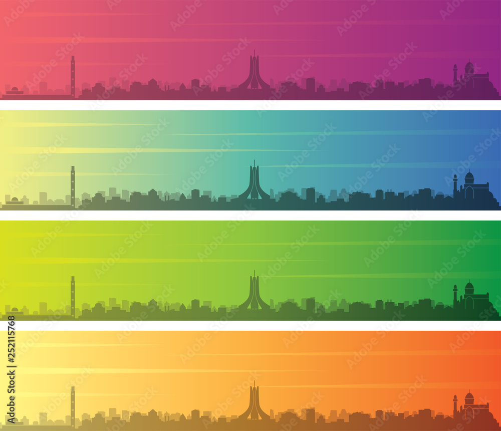 Algiers Multiple Color Gradient Skyline Banner