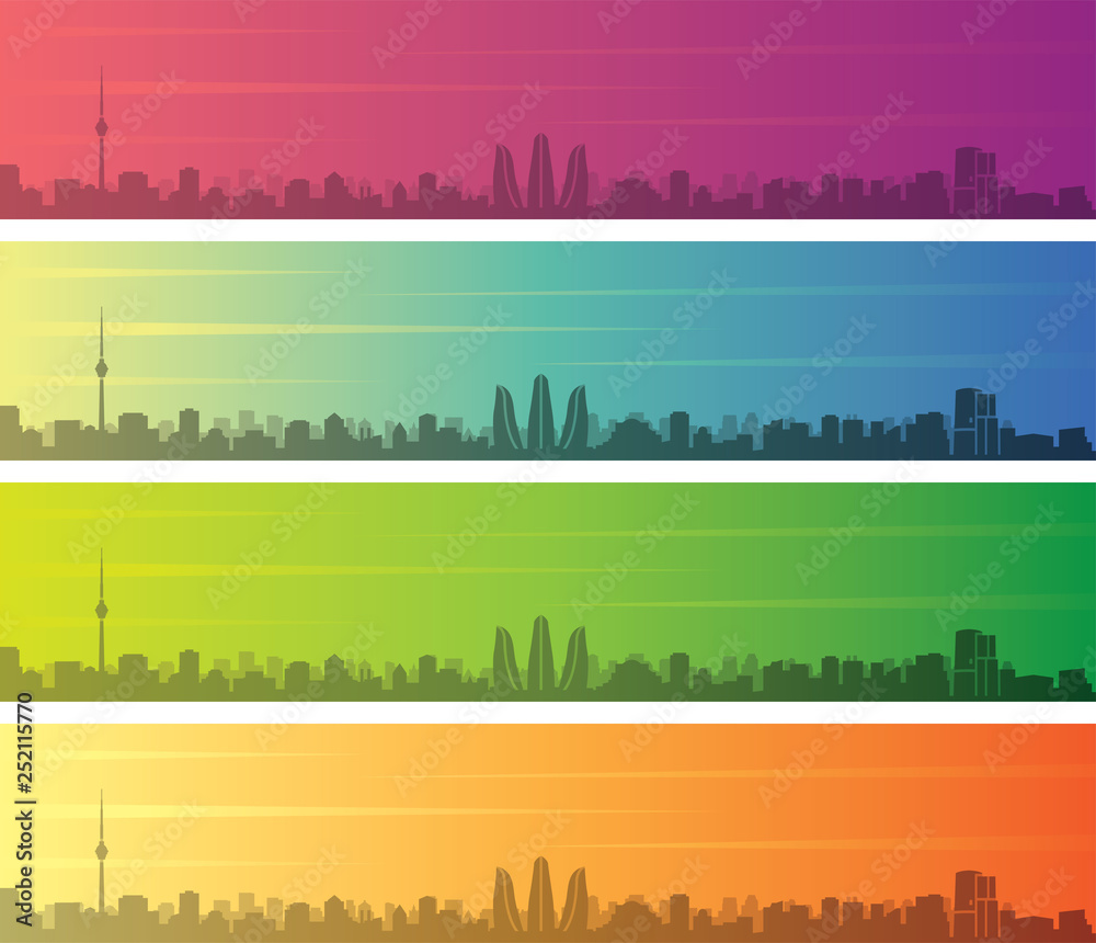 Baku Multiple Color Gradient Skyline Banner