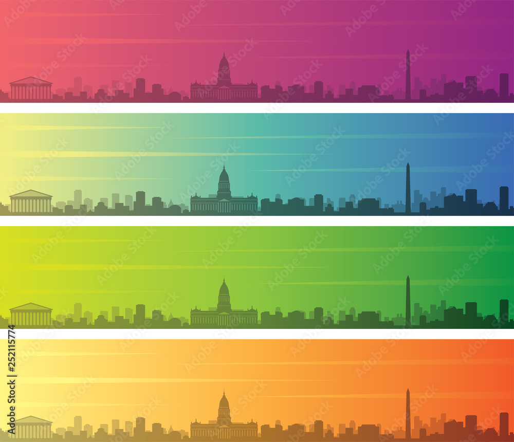 Buenos Aires Multiple Color Gradient Skyline Banner