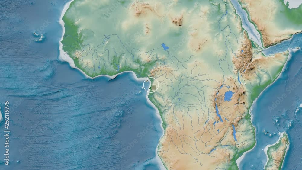 Equatorial Guinea area presented against the global physical map in the Patterson Cylindrical projection with animated oblique transformation Equatorial Guinea area presented against the global physical map in the Patterson Cylindrical projection with animated oblique transformation