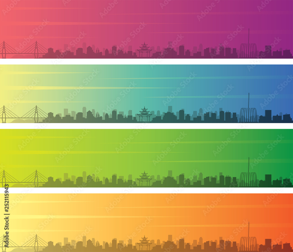 Shantou Multiple Color Gradient Skyline Banner