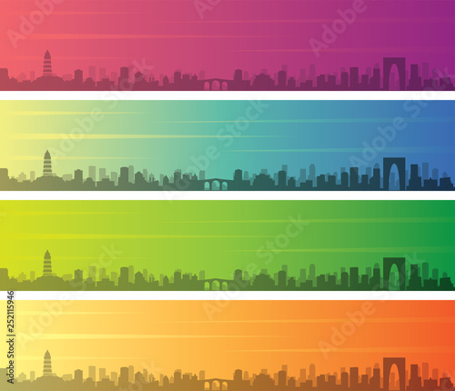 Suzhou Multiple Color Gradient Skyline Banner