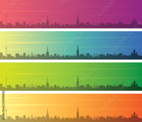 Tallinn Multiple Color Gradient Skyline Banner