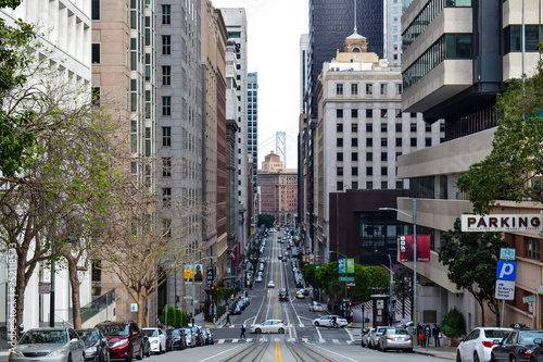 Photography San Francisco Street with Bay Bridge