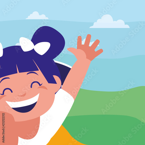 happy little girl in the camp