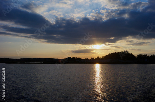 Sunset over lake.