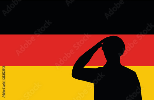 Soldier silhouette on Germany flag background