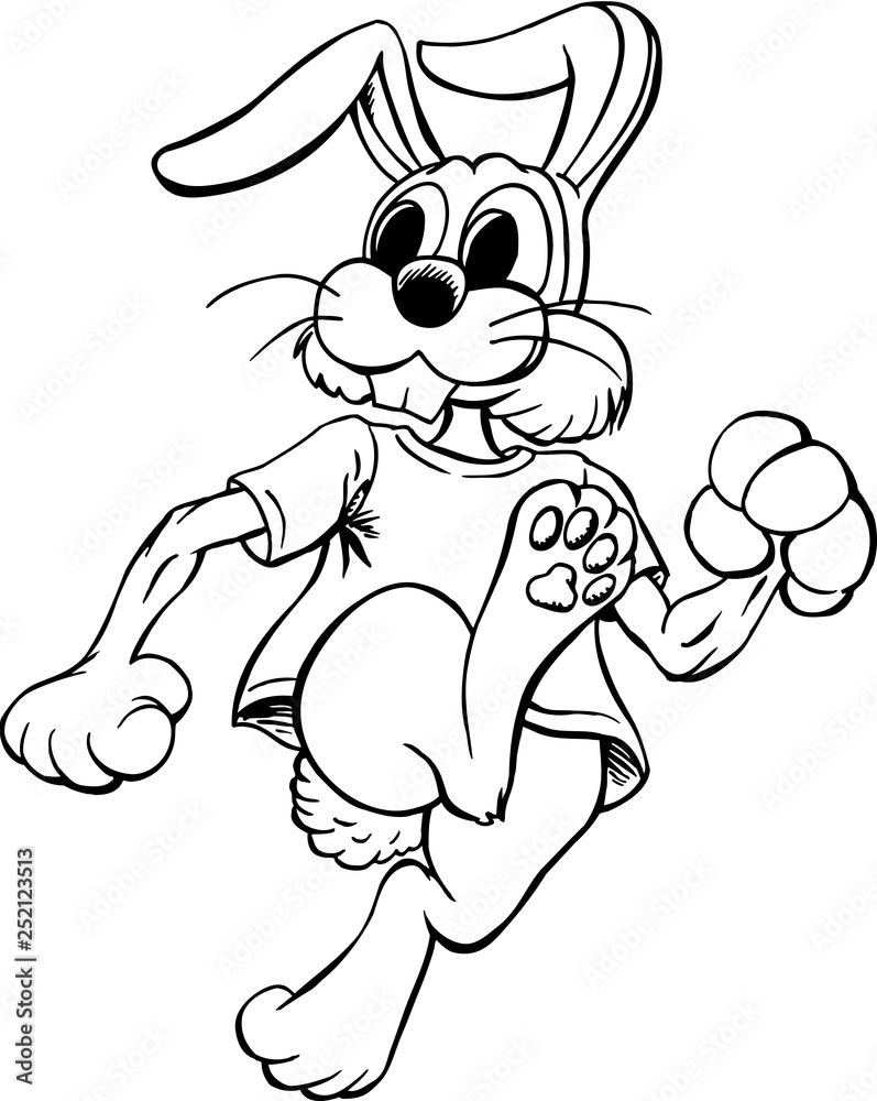 Running Rabbit Cartoon Vector Illustration Stock Vector | Adobe Stock