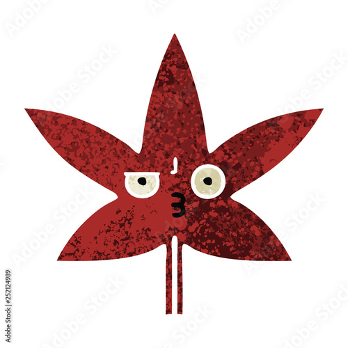retro illustration style cartoon autumnal leaf