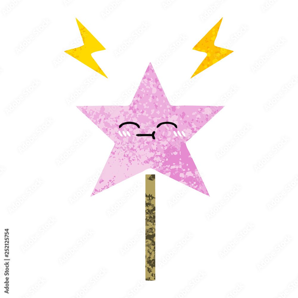 retro illustration style cartoon magic wand retro illustration style cartoon magic wand