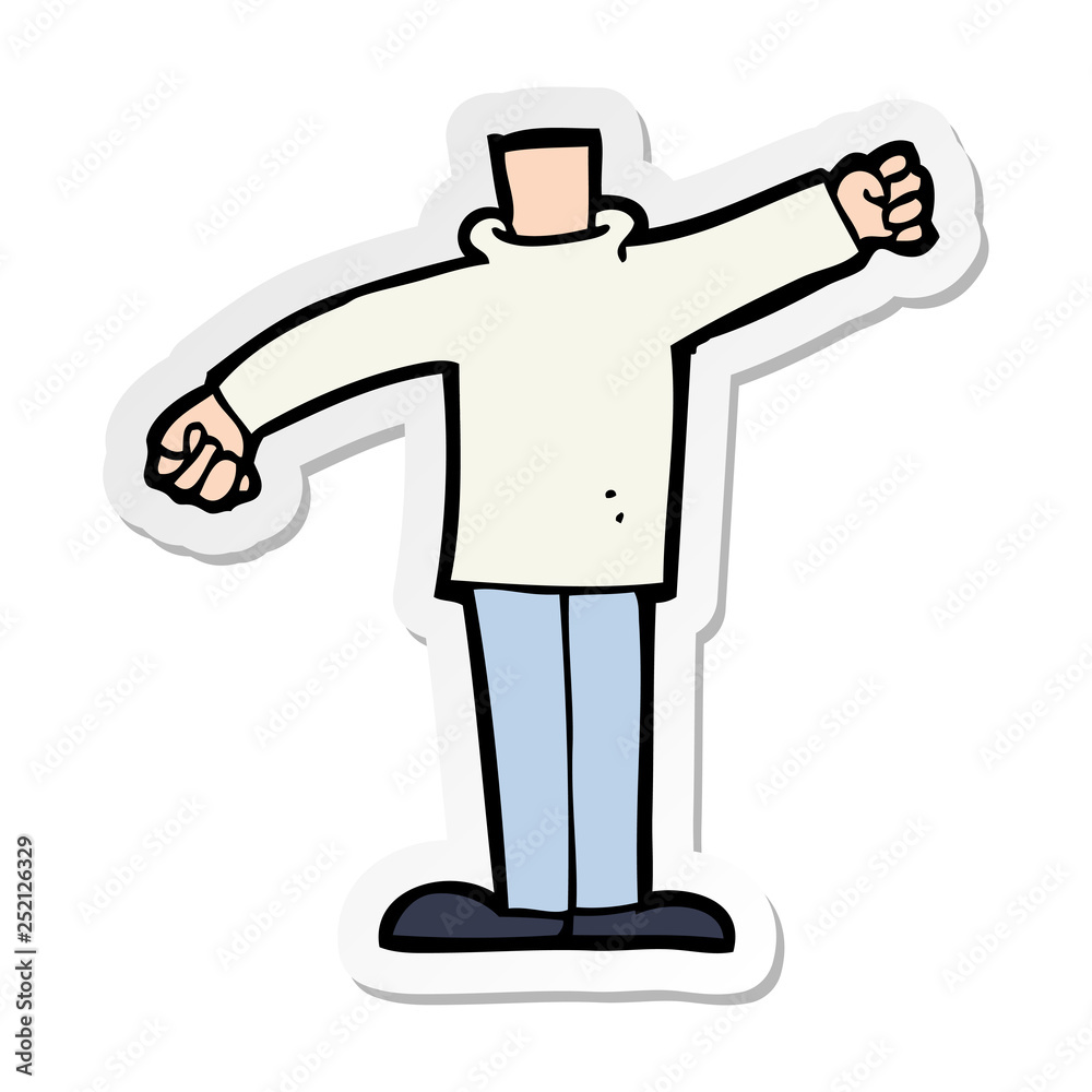 sticker of a cartoon body waving arms