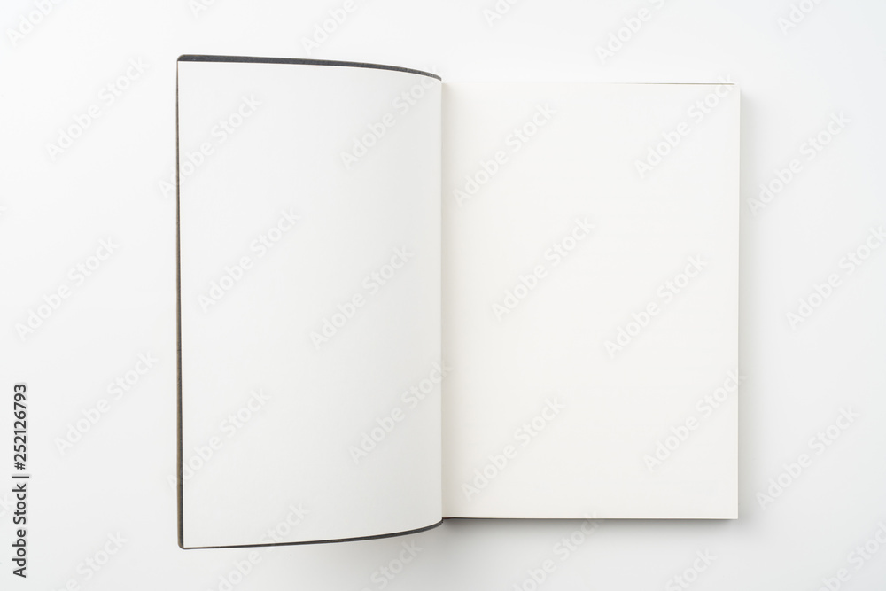 opened brown notebook on white background opened brown notebook on white background