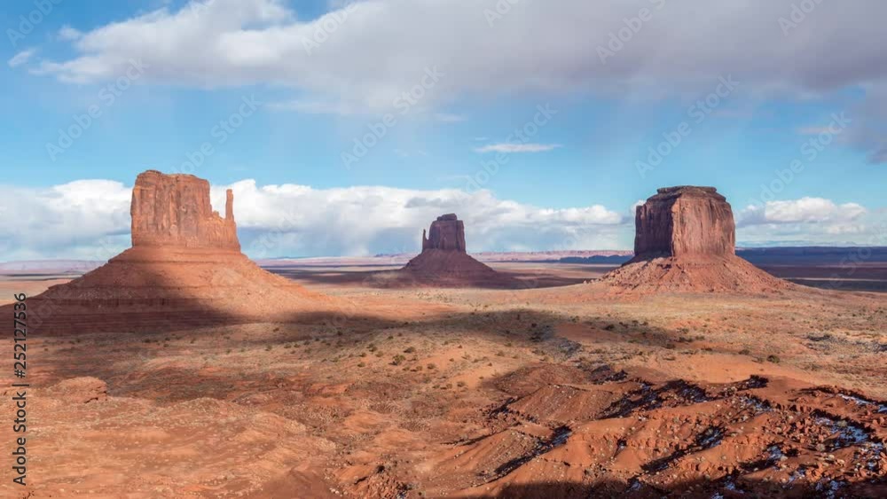 Monument Valley, Utah West and East Mitten Butte Cloudscape Day Timelapse Monument Valley, Utah West and East Mitten Butte Cloudscape Day Timelapse